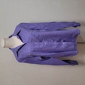 Lauren Ralph Lauren Linen Button-Down Shirt Purple Size Large